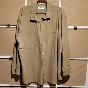 Orvis Button Down Khaki Cotton Shirt Men's 2XL